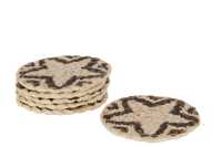 Set Of 6 Coasters Round Star