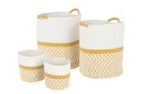 Set 4 Paniers Rond Motifs Textile