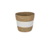 Basket Round With Stripe+ Handle