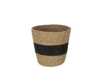 Basket Round With Stripe+ Handle