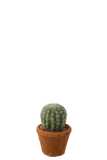 Cactus Round In Pot Plastic Green