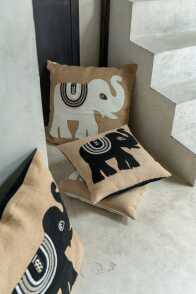 Cojin Blanco Elefante Yute Beige