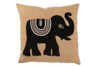 Cojin Negro Elefante Yute Beige