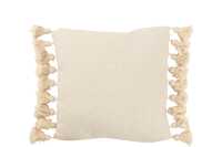 Coussin Floches Coton Beige Carre