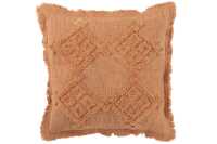 Coussin Franges Coton Corail