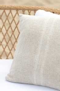 Cushion Stripes Linen Beige Square