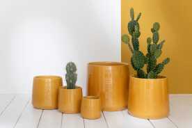 Flowerpot Round Ceramic Ochre