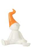 Gnome Sitting Faience White/Orange