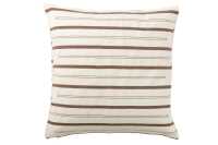 Coussin Lignes Coton Blanc/Marron