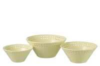 Set Of 3 Bowl Ceramic Yellow