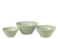 Set Of 3 Bowl Ceramic Green