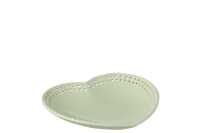 Plate Heart Shape Ceramic Green