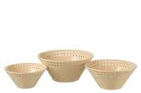 Set Of 3 Bowl Ceramic Peach