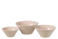 Set Of 3 Bowl Ceramic Pink