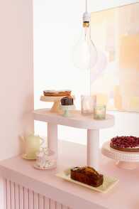 Cake Bord Onder Glas Keramiek Roze