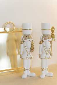 Nutcracker Resin White/Gold Large