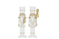 Nutcracker Resin White/Gold Large