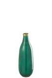 Vase Gold Rim Glass Green Medium