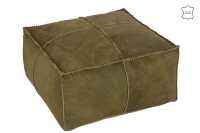 Pouf Peau De Bete Cuir Olive