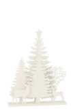 Deco Hiver Led Arbres+Cerf Bois