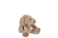 Hond+Sjaal Zittend Textiel Beige