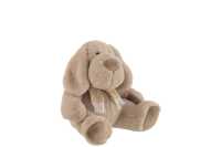 Hond+Sjaal Zittend Textiel Beige