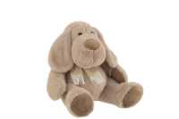 Hund+Schal Sitzend Textil Beige