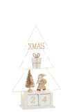 Sapin Calendrier+Led Bois Blanc/Or