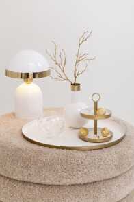 Tray Round Metal White/Gold