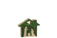 Creche Maison Bois Vert/Naturel