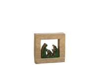 Creche Carree Bois Vert/Naturel