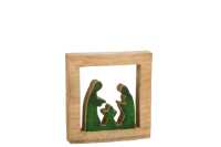 Creche Carree Bois Vert/Naturel