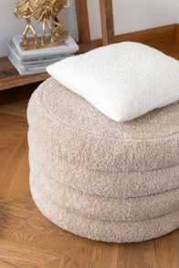 Hocker Rund Teddy Polyester Beige