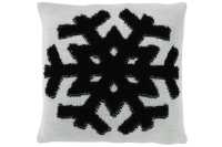 Coussin Flocon Poly Blanc Noir