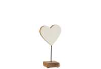 Heart On Stand Mango Wood White