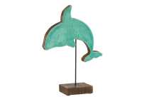 Dolphin On Stand Mango Wood Azur