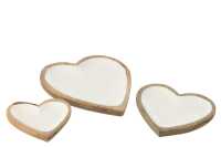 Set Of 3 Plates Heart Mango Wood
