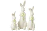 Set 3 Lapins Fleurs Porcelaine