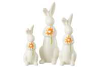 Set 3 Lapins Fleurs Porcelaine