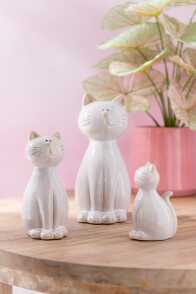 Chat Assis Porcelaine Beige Medium