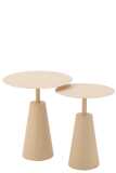 Set Von 2 Tischen Rund Eisen Beige