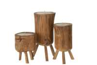 Set 3 Candele Tripode Teak Legno