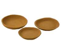 Set Of 3 Plates Paper Mache Yellow