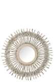 Mirror Round Sun Wood Washed White