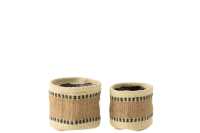 Set De 2 Panier Rond+Bande Jute