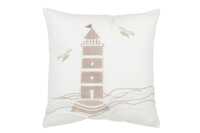 Coussin Phare Coton Blanc/Taupe