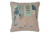 Coussin Elephant Coton Gris/Bleu 