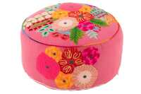 Pouf Rotondo Fiori Ricamo