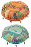 Pouf Round Plat Patterns+Tassels