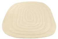 Rug Oval Curved Stripes Wool Cream